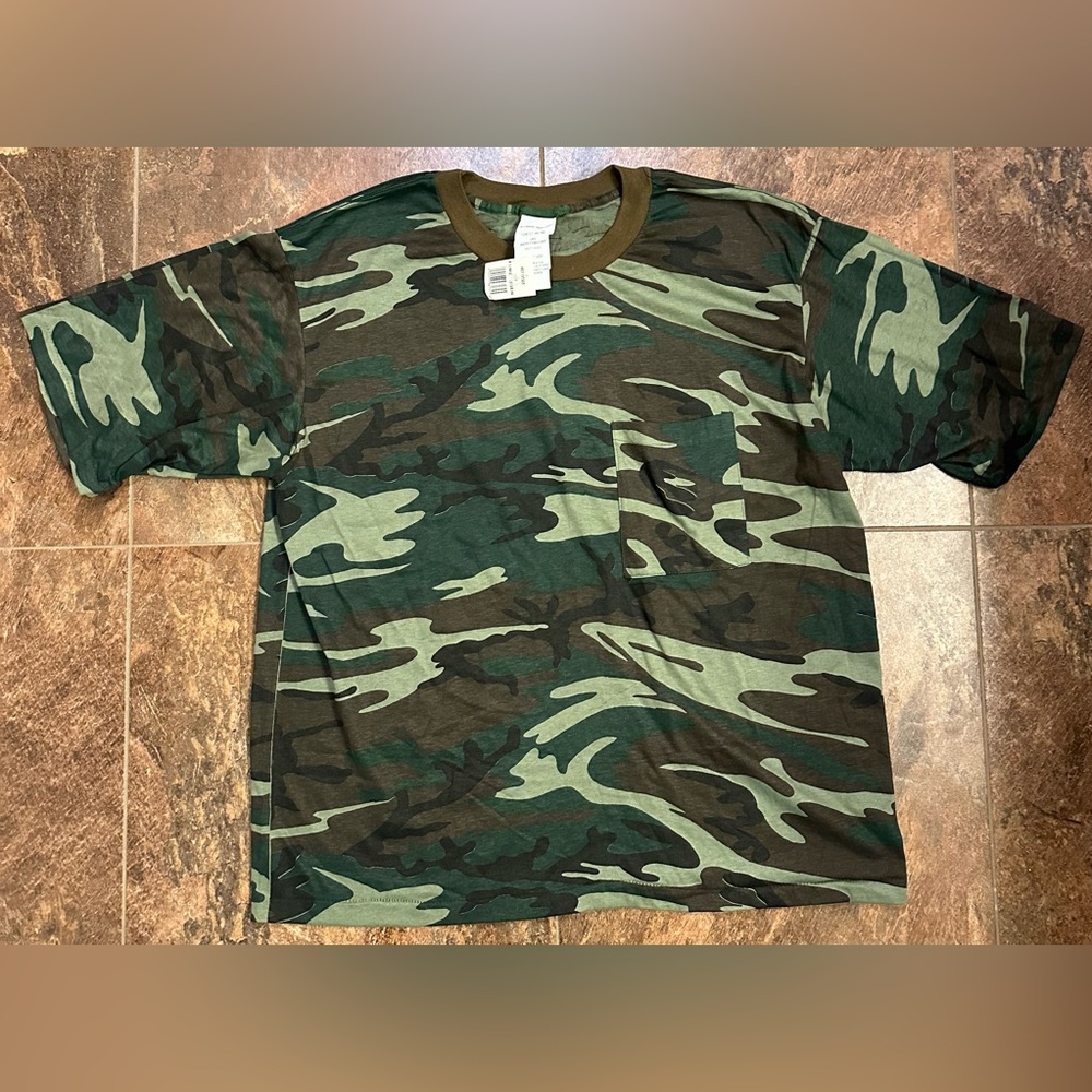 Vintage Camo Ringer T Shirt Made In USA XL